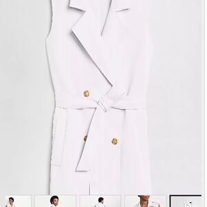White Sleeveless Vest with Gold Buttons